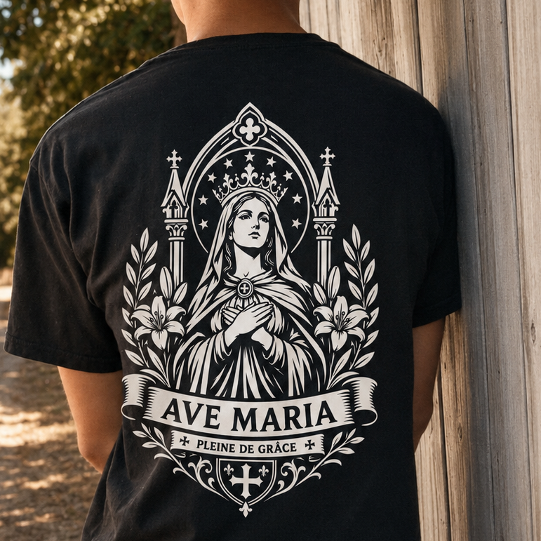 Tee-shirt Ave Maria — Foi & Héritage